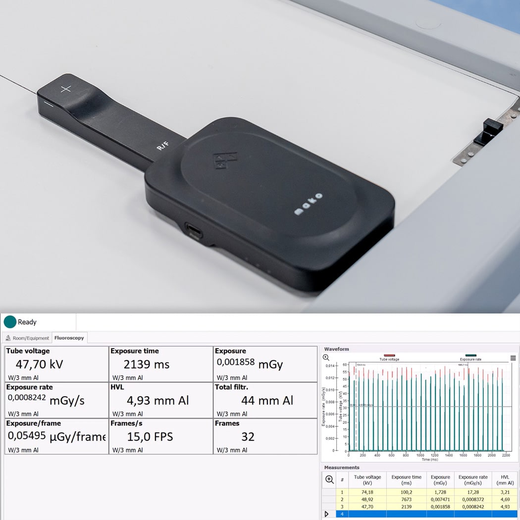 Fluoroscopy and Interventional Calibration and Measurement Tool: Mako meter and with Ocean next software